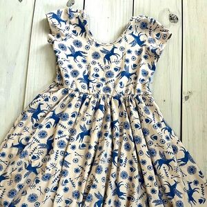Cream & Blue Unicorn Dress